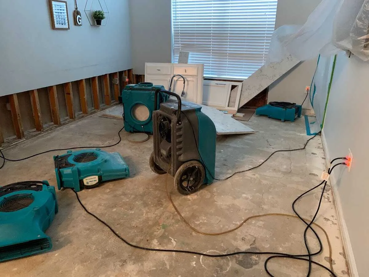 Dehumidifier in flood-cut room for Water Extraction & Removal in Oakville